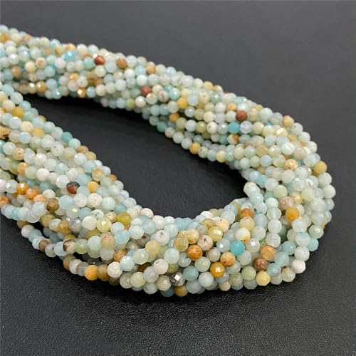 Natural Stone Faceted Crytsal Beads 2 3 4.0mm Round Quartz lapis lazuli Tiger Eye Loose Beads for Jewelry Making DIY Bracelet-Amazonite_a-4.0mm about 80pcs von VIEPGJ