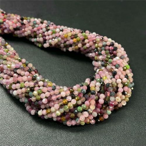Natural Stone Faceted Crytsal Beads 2 3 4.0mm Round Quartz lapis lazuli Tiger Eye Loose Beads for Jewelry Making DIY Bracelet-Tourmaline-3.0mm about 120pcs von VIEPGJ