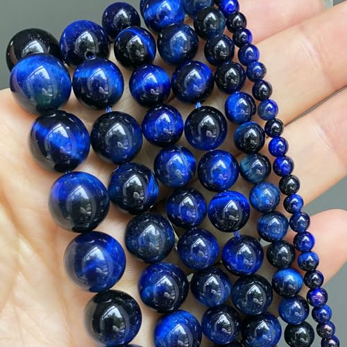 Natural Stone Multicolor Tiger Eye Round Loose Beads For Jewelry Making 4 6 8 10 12 14.0mm DIY Bracelet Accessories 15'' Strands-Blue-14.0mm (approx 20pcs) von VIEPGJ