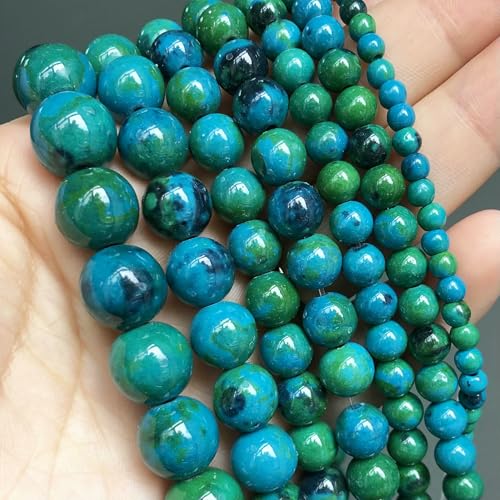 Natural Stone Multicolor Tiger Eye Round Loose Beads For Jewelry Making 4 6 8 10 12 14.0mm DIY Bracelet Accessories 15'' Strands-Chrysocolla-14.0mm (approx 20pcs von VIEPGJ