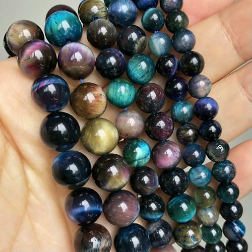 Natural Stone Multicolor Tiger Eye Round Loose Beads For Jewelry Making 4 6 8 10 12 14.0mm DIY Bracelet Accessories 15'' Strands-Multicolor 3-14.0mm (approx 20pc von VIEPGJ