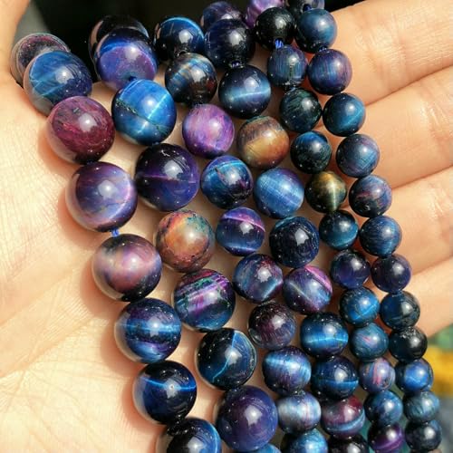 Natural Stone Multicolor Tiger Eye Round Loose Beads For Jewelry Making 4 6 8 10 12 14.0mm DIY Bracelet Accessories 15'' Strands-Multicolor 4-12mm (approx 28pcs) von VIEPGJ