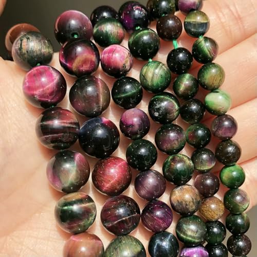 Natural Stone Multicolor Tiger Eye Round Loose Beads For Jewelry Making 4 6 8 10 12 14.0mm DIY Bracelet Accessories 15'' Strands-Multicolor 5-8mm (approx 46pcs) von VIEPGJ