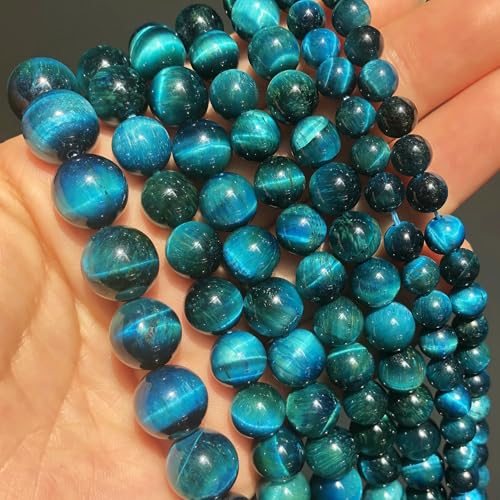Natural Stone Multicolor Tiger Eye Round Loose Beads For Jewelry Making 4 6 8 10 12 14.0mm DIY Bracelet Accessories 15'' Strands-Peacock Blue-10mm (approx 36pcs) von VIEPGJ