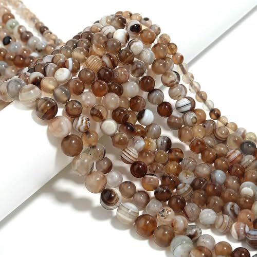 Naturstein, 4 6 8 10 12 mm, rund, Tigerauge, Amethyst, Achat, Jade, Stein, Abstandshalter, Perle für Schmuckherstellung, DIY-Armband, Handarbeiten, heller Kaffee-Achat, 8 mm, ca. 45 Stück Naturstein, 4 6 8 10 12 mm, rund, Tigerauge, Amethyst, Achat, Jade, Stein, Abstandshalter, Perle für Schmuckherstellung, DIY-Armband, Handarbeiten, heller Kaffee-Achat, 8 mm, ca. 45 Stück von VIEPGJ