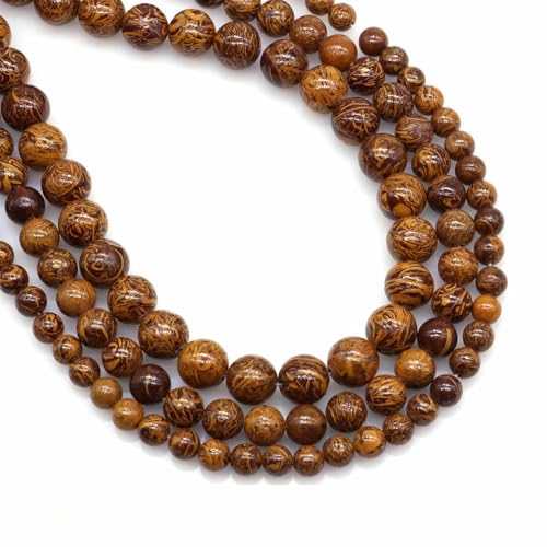 Naturstein, Fluorit, Tigerauge, Heilkristall zur Schmuckherstellung, lose Edelsteinperlen, DIY-Armband, Halskettenzubehör, 4, 6, 8, 10 mm, fossile Elefantenhaut, 10 mm (36 bis 37 Stück) von VIEPGJ