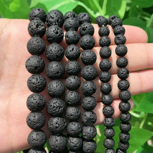 Naturstein, matt, Amazonit, runde Perlen zur Schmuckherstellung, lose Edelsteinperlen, DIY-Armband, Halskette, 38,1 cm, 4/6/8/10/12 mm, Gummi-Lava, 6 mm, 61 Stück von VIEPGJ