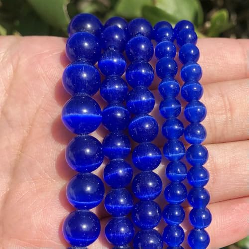 Naturstein, rosa, weiß, blau, Mondstein, Katzenaugen-Perlen zur Schmuckherstellung, glatte, lose Perlen, Opal, DIY-Charm-Armbänder, Halsketten, dunkelblau, 6 mm, 62 Stück Naturstein, rosa, weiß, blau, Mondstein, Katzenaugen-Perlen zur Schmuckherstellung, glatte, lose Perlen, Opal, DIY-Charm-Armbänder, Halsketten, dunkelblau, 6 mm, 62 Stück von VIEPGJ