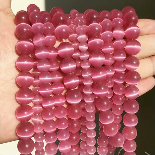 Naturstein, rosa, weiß, blau, Mondstein, Katzenaugenperlen zur Schmuckherstellung, glatte, lose Perlen, Opal, DIY-Charm-Armbänder, Halsketten, Fuchsia, 4,0 mm, 90 Stück Naturstein, rosa, weiß, blau, Mondstein, Katzenaugenperlen zur Schmuckherstellung, glatte, lose Perlen, Opal, DIY-Charm-Armbänder, Halsketten, Fuchsia, 4,0 mm, 90 Stück von VIEPGJ