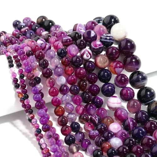 Naturstein 4 6 8 10 12 mm rund Tigerauge Amethyst Achat Jade Stein Abstandshalter Perle für Schmuckherstellung DIY Armband Handarbeit-Lila Achat-4,0 mm ca. 95 Stück Naturstein 4 6 8 10 12 mm rund Tigerauge Amethyst Achat Jade Stein Abstandshalter Perle für Schmuckherstellung DIY Armband Handarbeit-Lila Achat-4,0 mm ca. 95 Stück von VIEPGJ