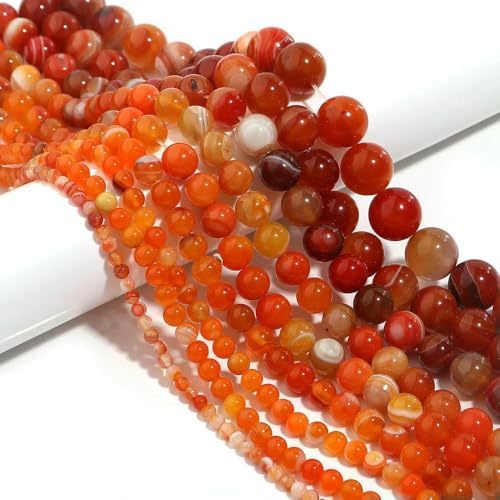 Naturstein 4 6 8 10 12 mm rund Tigerauge Amethyst Achat Jade Stein Abstandshalter Perle für Schmuckherstellung DIY Armband Handarbeit-Orange Achat-12 mm ca. 32 Stück Naturstein 4 6 8 10 12 mm rund Tigerauge Amethyst Achat Jade Stein Abstandshalter Perle für Schmuckherstellung DIY Armband Handarbeit-Orange Achat-12 mm ca. 32 Stück von VIEPGJ