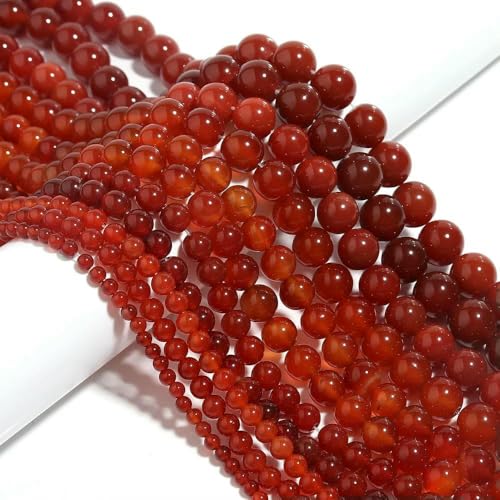 Naturstein 4 6 8 10 12 mm rund Tigerauge Amethyst Achat Jade Stein Abstandshalter Perle für Schmuckherstellung DIY Armband Handarbeit-Roter Achat-6 mm ca. 60 Stück Naturstein 4 6 8 10 12 mm rund Tigerauge Amethyst Achat Jade Stein Abstandshalter Perle für Schmuckherstellung DIY Armband Handarbeit-Roter Achat-6 mm ca. 60 Stück von VIEPGJ