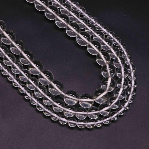 Naturstein Fluorit Tigerauge Heilkristall für Schmuckherstellung Edelstein Lose Perlen DIY Armband Halskette Zubehör 4 6 8 10 mm - Bergkristall - 8 mm (45 bis 46 Stück) von VIEPGJ