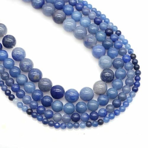Naturstein Fluorit Tigerauge Heilkristall für Schmuckherstellung Edelstein Lose Perlen DIY Armband Halskette Zubehör 4 6 8 10 mm-Blauer Aventurin-10 mm (36 bis 37 Stück) von VIEPGJ