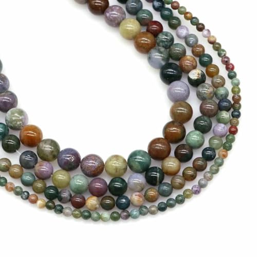 Naturstein Fluorit Tigerauge Heilkristall für Schmuckherstellung Edelstein Lose Perlen DIY Armband Halskette Zubehör 4 6 8 10 mm-Indien Achat-6 mm (59 bis 61 Stück) von VIEPGJ