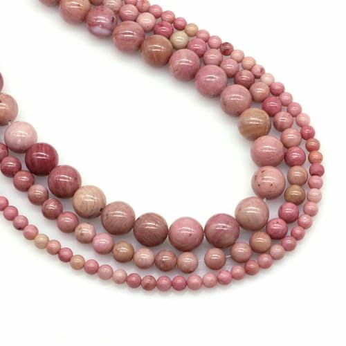 Naturstein Fluorit Tigerauge Heilkristall für Schmuckherstellung Edelstein Lose Perlen DIY Armband Halskette Zubehör 4 6 8 10 mm-Rosa Rhodonit-10 mm (36 bis 37 Stück) von VIEPGJ