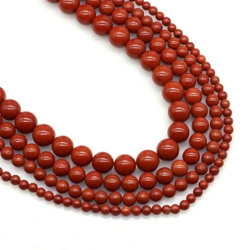 Naturstein Fluorit Tigerauge Heilkristall für Schmuckherstellung Edelstein Lose Perlen DIY Armband Halskette Zubehör 4 6 8 10 mm-Roter Jaspis-4,0 mm (88 bis 91 Stück) von VIEPGJ