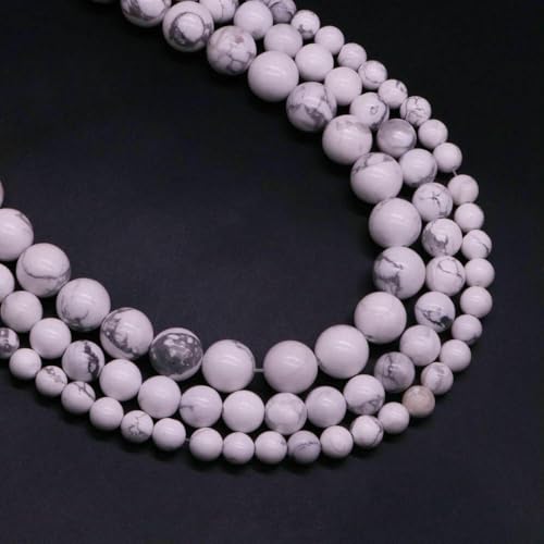 Naturstein Fluorit Tigerauge Heilkristall für Schmuckherstellung Edelstein Lose Perlen DIY Armband Halskette Zubehör 4 6 8 10 mm-Weiß Türkis-10 mm (36 bis 37 Stück) von VIEPGJ