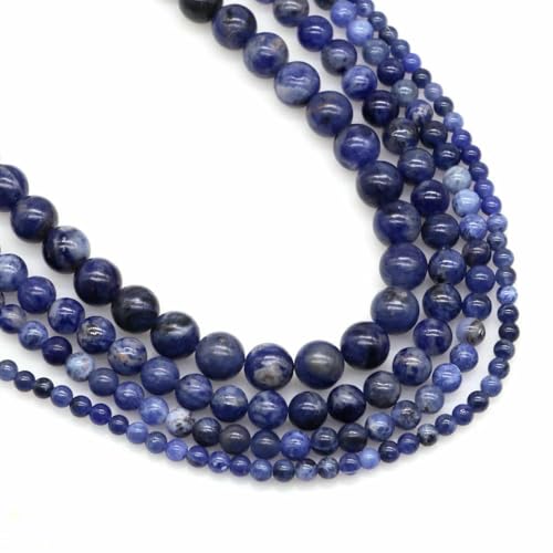 Naturstein Fluorit Tigerauge Heilkristall zur Schmuckherstellung Edelstein Lose Perlen DIY Armband Halskette Zubehör 4 6 8 10 mm-Blauer Sodalith-8 mm (45 bis 46 Stück) von VIEPGJ