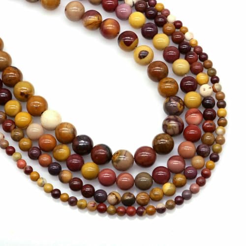 Naturstein Fluorit Tigerauge Heilkristall zur Schmuckherstellung Edelstein Lose Perlen DIY Armband Halskette Zubehör 4 6 8 10 mm-Mookait-10 mm (36 bis 37 Stück) von VIEPGJ