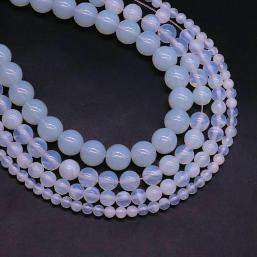 Naturstein Fluorit Tigerauge Heilkristall zur Schmuckherstellung Edelstein Lose Perlen DIY Armband Halskette Zubehör 4 6 8 10 mm-Opalit-6 mm (59 bis 61 Stück) von VIEPGJ