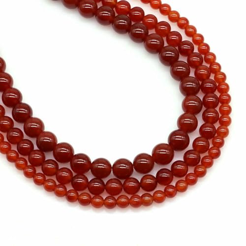 Naturstein Fluorit Tigerauge Heilkristall zur Schmuckherstellung Edelstein Lose Perlen DIY Armband Halskette Zubehör 4 6 8 10 mm-Roter Achat-10 mm (36 bis 37 Stück) von VIEPGJ