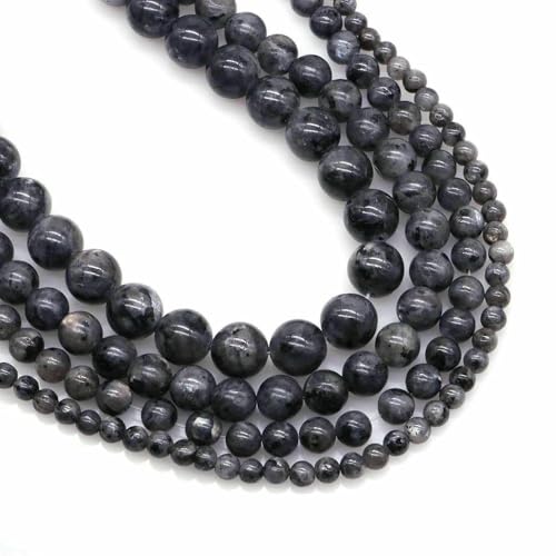 Naturstein Fluorit Tigerauge Heilkristall zur Schmuckherstellung Edelstein Lose Perlen DIY Armband Halskette Zubehör 4 6 8 10 mm-Schwarzer Labradorit-4,0 mm (88 bis 91 Stück) von VIEPGJ