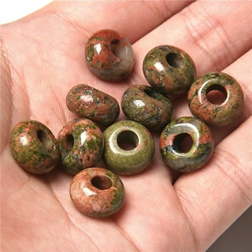 Naturstein-Perlenanhänger mit großem Loch, Abakus-Form, Schmuckzubehör, natürlicher Quarz, Jade, Opal, Anhänger zur Herstellung von DIY-Ohrringen, 5, Unakit, 30 Stück von VIEPGJ
