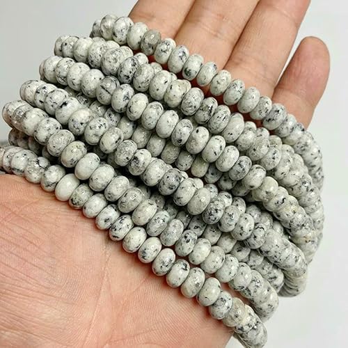 Naturstein-Rondelle-Perlen, Jaspis, Jade, Abstandshalter, runde, flache Perle, DIY-Armband, Halskette, Ohrringe, Zubehör, Größe 5 x 8 mm, 3 Jaspis-5 x 8 mm, 68 bis 70 Stück von VIEPGJ