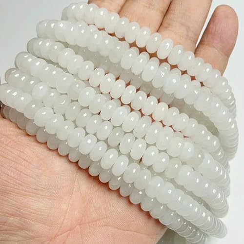 Naturstein-Rondelle-Perlen, Jaspis, Jade, Abstandshalter, runde, flache Perle, DIY-Armband, Halskette, Ohrringe, Zubehör, Größe 5 x 8 mm, 7 weiße Jade-5 x 8 mm, 33 bis 35 Stück Naturstein-Rondelle-Perlen, Jaspis, Jade, Abstandshalter, runde, flache Perle, DIY-Armband, Halskette, Ohrringe, Zubehör, Größe 5 x 8 mm, 7 weiße Jade-5 x 8 mm, 33 bis 35 Stück von VIEPGJ