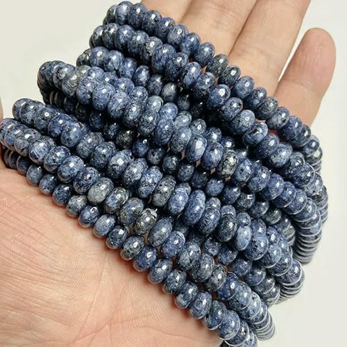 Naturstein-Rondellperlen, Jaspis, Jade, Abstandshalter, runde, flache Perle, DIY-Armband, Halskette, Ohrringe, Zubehör, Größe 5 x 8 mm, 14 blaue Jaspis-5 x 8 mm, 68 bis 70 Stück von VIEPGJ