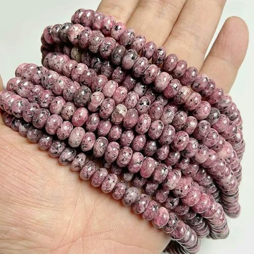 Naturstein-Rondellperlen, Jaspis, Jade, Abstandshalter, runde, flache Perle, DIY-Armband, Halskette, Ohrringe, Zubehör, Größe 5 x 8 mm, 15 rote Jaspisperlen, 5 x 8 mm, 68 bis 70 Stück von VIEPGJ