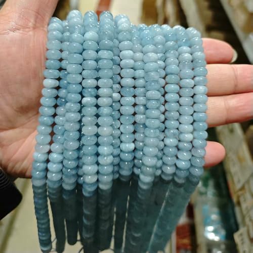 Naturstein-Rondellperlen, Jaspis, Jade, Abstandshalter, runde, flache Perle, DIY-Armband, Halskette, Ohrringe, Zubehör, Größe 5 x 8 mm, 4 Chalcedon, 5 x 8 mm, 68 bis 70 Stück von VIEPGJ