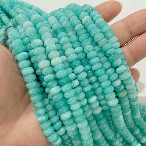 Naturstein-Rondellperlen, Jaspis, Jade, Abstandshalter, runde, flache Perle, DIY-Armband, Halskette, Ohrringe, Zubehör, Größe 5 x 8 mm, 8 Chalcedon, 5 x 8 mm, 68 bis 70 Stück von VIEPGJ