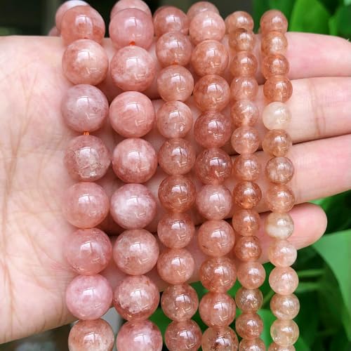 Natursteine, Rosenquarz, rosa Kristall, Katzenauge, Howlith, Jade, runde, lose Taillen-Charm-Perlen für die Schmuckherstellung, DIY-Armband, Sonnenstein-Jade_a, 12 mm, ca. 30 Stück von VIEPGJ