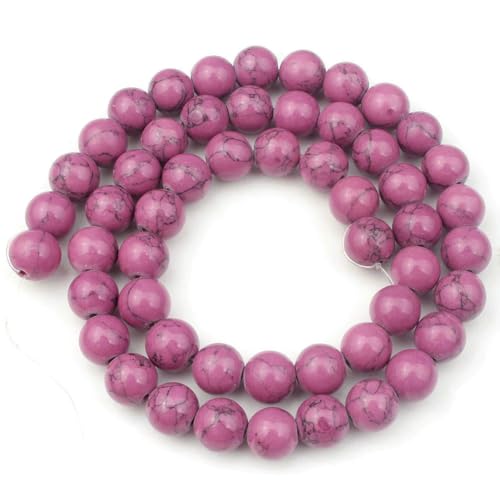 Natursteine, lila Tigerauge, Kristall, Amethyste, Howlith, Jade, runde, lose Taillen-Charm-Perlen für die Schmuckherstellung, DIY-Armband, Howlith, ca. 8 mm, 46 Stück Natursteine, lila Tigerauge, Kristall, Amethyste, Howlith, Jade, runde, lose Taillen-Charm-Perlen für die Schmuckherstellung, DIY-Armband, Howlith, ca. 8 mm, 46 Stück von VIEPGJ