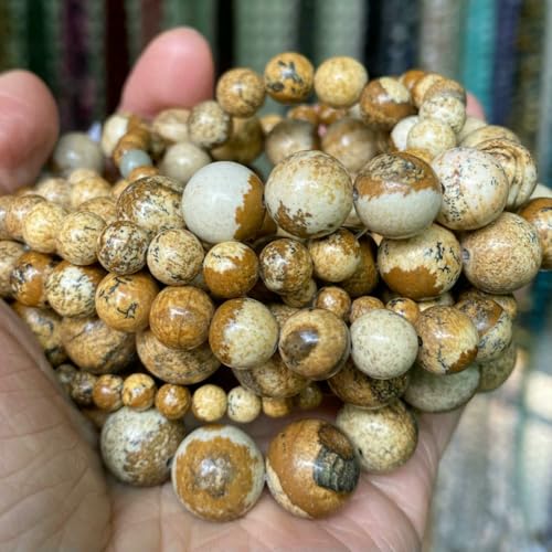 Natursteinperlen, 4, 6, 8, 10 mm, Tigerauge, Lava, Amazonit, Türkis, Achat, Jaspis, Perlen zur Schmuckherstellung, DIY-Armband, Halskette, Bildjaspis, 6 mm, 59 bis 61 Stück Natursteinperlen, 4, 6, 8, 10 mm, Tigerauge, Lava, Amazonit, Türkis, Achat, Jaspis, Perlen zur Schmuckherstellung, DIY-Armband, Halskette, Bildjaspis, 6 mm, 59 bis 61 Stück von VIEPGJ