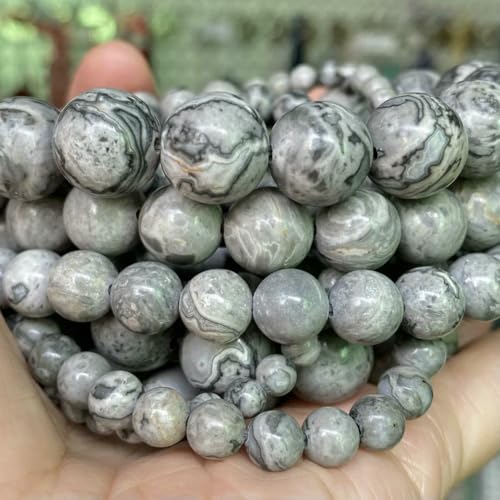 Natursteinperlen, 4, 6, 8, 10 mm, Tigerauge, Lava, Amazonit, Türkis, Achat, Jaspis, Perlen zur Schmuckherstellung, DIY-Armband, Halskette, Kartenjaspis, 6 mm, 59 bis 61 Stück Natursteinperlen, 4, 6, 8, 10 mm, Tigerauge, Lava, Amazonit, Türkis, Achat, Jaspis, Perlen zur Schmuckherstellung, DIY-Armband, Halskette, Kartenjaspis, 6 mm, 59 bis 61 Stück von VIEPGJ