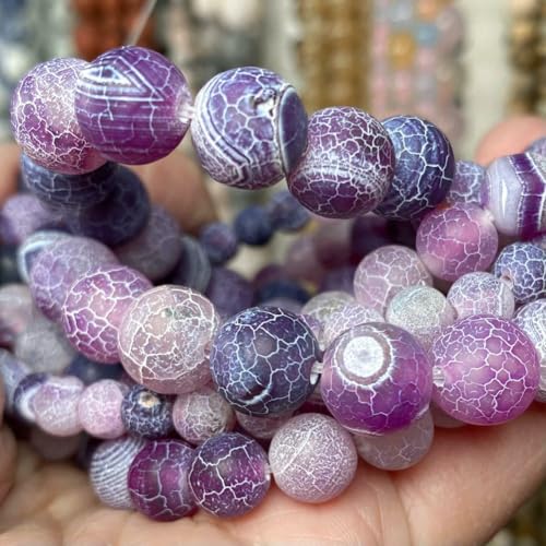 Natursteinperlen, 4, 6, 8, 10 mm, Tigerauge, Lava, Amazonit, Türkis, Achat, Jaspis, Perlen zur Schmuckherstellung, DIY-Armband, Halskette – Lila, frostig, rissig – 10 mm, 36 bis 37 Stück Natursteinperlen, 4, 6, 8, 10 mm, Tigerauge, Lava, Amazonit, Türkis, Achat, Jaspis, Perlen zur Schmuckherstellung, DIY-Armband, Halskette – Lila, frostig, rissig – 10 mm, 36 bis 37 Stück von VIEPGJ