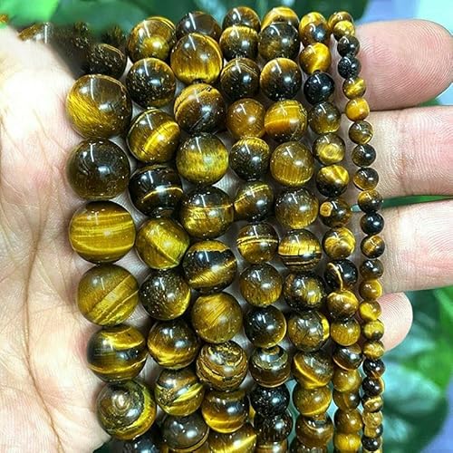 Natursteinperlen, Jaspis, Amazonit, Türkis, Achate, runde Perlen zur Schmuckherstellung, DIY-Armband, Ohrringe, 4/6/8/10/12 mm, Tigerauge-Stein, 10 mm, ca. 36 Stück Natursteinperlen, Jaspis, Amazonit, Türkis, Achate, runde Perlen zur Schmuckherstellung, DIY-Armband, Ohrringe, 4/6/8/10/12 mm, Tigerauge-Stein, 10 mm, ca. 36 Stück von VIEPGJ