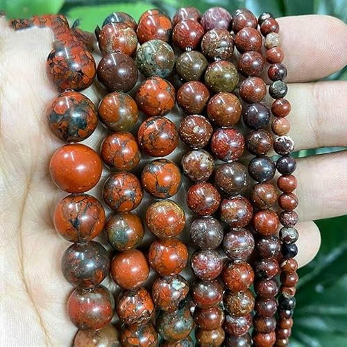 Natursteinperlen, Jaspis, Amazonit, Türkis, Achate, runde Perlen zur Schmuckherstellung, DIY-Armband, Ohrringe, 4/6/8/10/12 mm, rot brekziiert, 8 mm, ca. 46 Stück Natursteinperlen, Jaspis, Amazonit, Türkis, Achate, runde Perlen zur Schmuckherstellung, DIY-Armband, Ohrringe, 4/6/8/10/12 mm, rot brekziiert, 8 mm, ca. 46 Stück von VIEPGJ