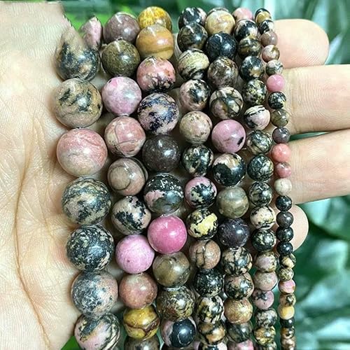 Natursteinperlen, Jaspis, Amazonit, Türkis, Achate, runde Perlen zur Schmuckherstellung, DIY-Armband, Ohrringe, 4/6/8/10/12 mm, schwarzer Spitzen-Rhodonit, 10 mm, ca. 36 Stück Natursteinperlen, Jaspis, Amazonit, Türkis, Achate, runde Perlen zur Schmuckherstellung, DIY-Armband, Ohrringe, 4/6/8/10/12 mm, schwarzer Spitzen-Rhodonit, 10 mm, ca. 36 Stück von VIEPGJ
