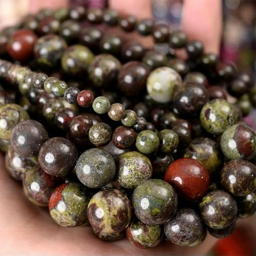 Natursteinperlen, Lava-Jaspis, Tigerauge, Quarz-Achat, runde lose Perlen zur Schmuckherstellung, DIY-Armbandzubehör, 4–12 mm, Drachenblut, 12 mm, ca. 30 Perlen von VIEPGJ