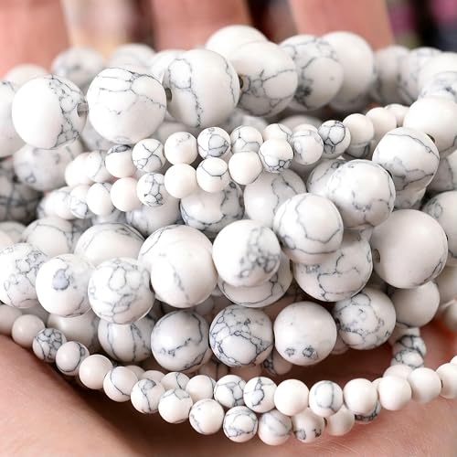 Natursteinperlen, Lava-Jaspis, Tigerauge, Quarz-Achat, runde lose Perlen zur Schmuckherstellung, DIY-Armbandzubehör, 4–12 mm, Howlith, 8 mm, ca. 45 Perlen Natursteinperlen, Lava-Jaspis, Tigerauge, Quarz-Achat, runde lose Perlen zur Schmuckherstellung, DIY-Armbandzubehör, 4–12 mm, Howlith, 8 mm, ca. 45 Perlen von VIEPGJ