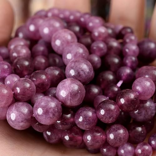 Natursteinperlen, Lava-Jaspis, Tigerauge, Quarz-Achat, runde lose Perlen zur Schmuckherstellung, DIY-Armbandzubehör, 4–12 mm, Lepidolith, 12 mm, ca. 30 Perlen von VIEPGJ