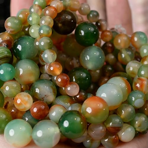 Natursteinperlen, Lava-Jaspis, Tigerauge, Quarz-Achat, runde lose Perlen zur Schmuckherstellung, DIY-Armbandzubehör, 4–12 mm, Pfauenachat, 12 mm, ca. 30 Perlen von VIEPGJ
