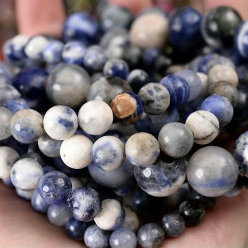 Natursteinperlen, Lava-Jaspis, Tigerauge, Quarz-Achat, runde lose Perlen zur Schmuckherstellung, DIY-Armbandzubehör, 4–12 mm, Sodalith_a, 12 mm, ca. 30 Perlen von VIEPGJ