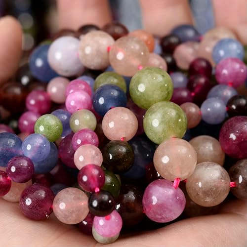 Natursteinperlen, Lava-Jaspis, Tigerauge, Quarz-Achat, runde lose Perlen zur Schmuckherstellung, DIY-Armbandzubehör, 4–12 mm, Turmalin, 12 mm, ca. 30 Perlen von VIEPGJ