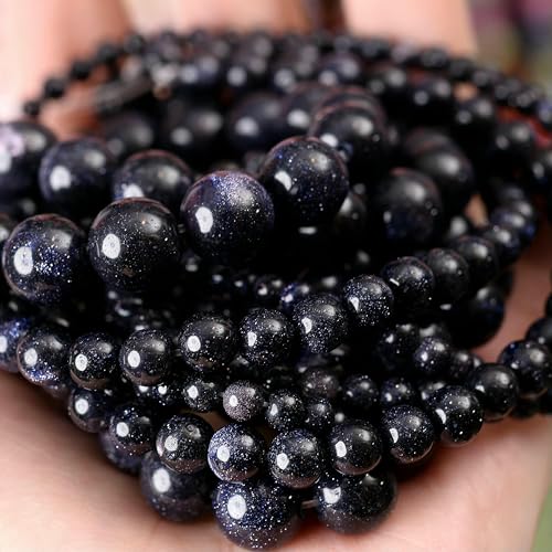 Natursteinperlen, Lava-Jaspis, Tigerauge, Quarz-Achat, runde lose Perlen zur Schmuckherstellung, DIY-Armbandzubehör, 4–12 mm, blauer Sand, 12 mm, ca. 30 Perlen von VIEPGJ