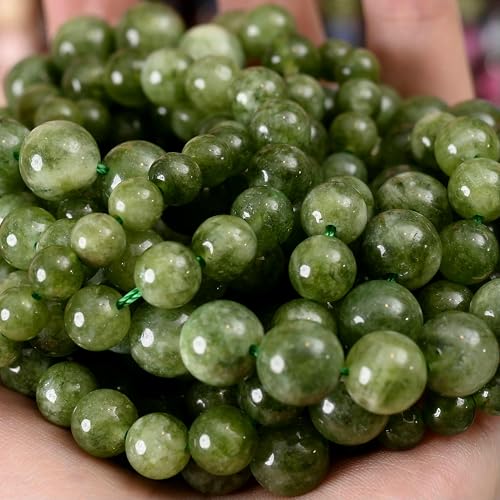 Natursteinperlen, Lava-Jaspis, Tigerauge, Quarz-Achat, runde lose Perlen zur Schmuckherstellung, DIY-Armbandzubehör, 4–12 mm, grüne Jade, 12 mm, ca. 30 Perlen von VIEPGJ